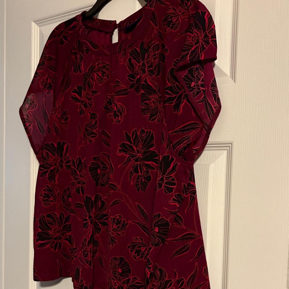 Apt. 9 Red and Black Floral Blouse
